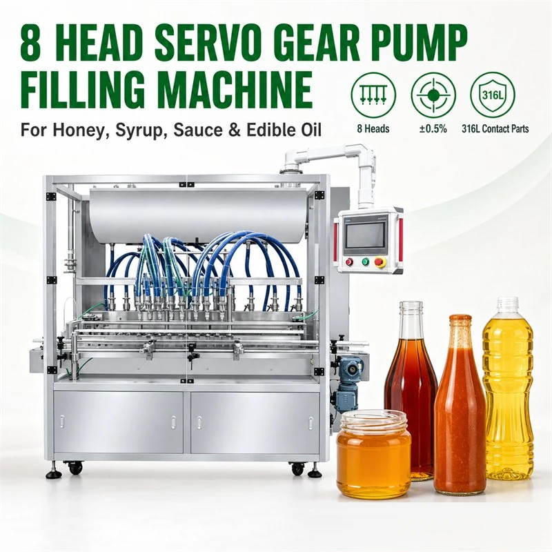 Máy Chiết rót Bơm Bánh răng Servo 8 Đầu
